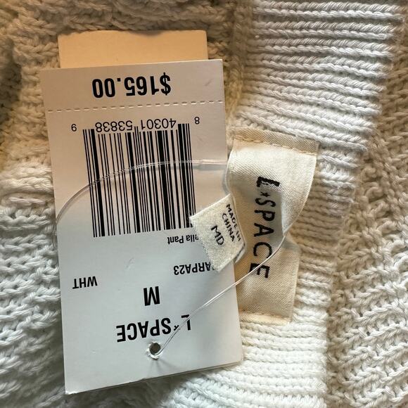 L*Space Crochet Knit Pant White Medium Wide Leg Coverup Sheer Marabella $165 NEW - Picture 8 of 8